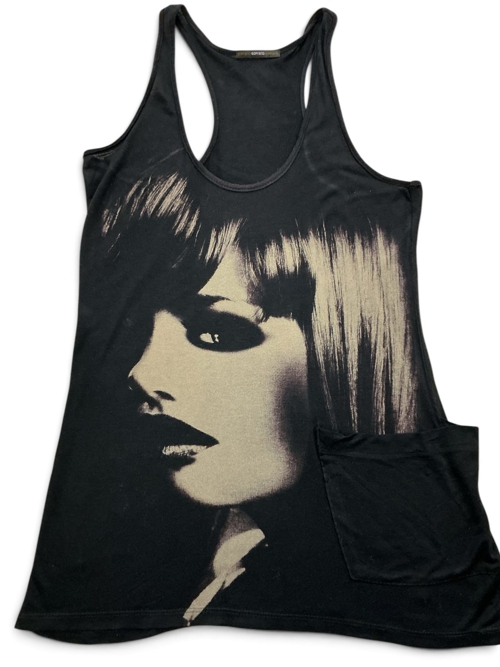 Soprano Graphic Portrait Pocket Racerback Tank Top - Size M